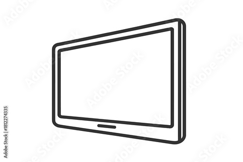 Minimalist outline of a modern electronic display screen or tablet device in perspective view