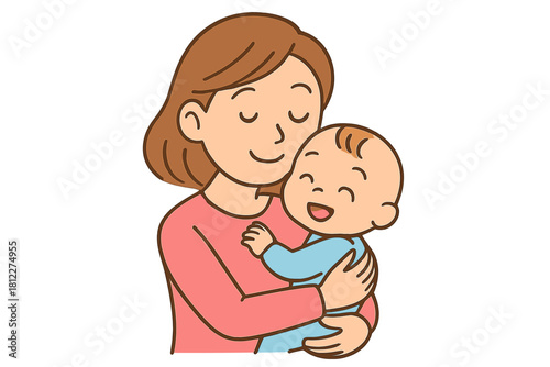 Close-up of a joyful mother embracing her happy infant child showing deep love and care