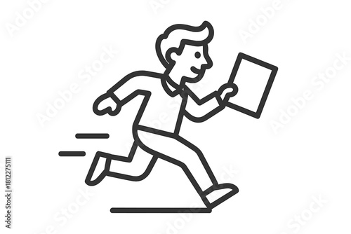 Worker running fast while holding a document symbolizing speed and urgency