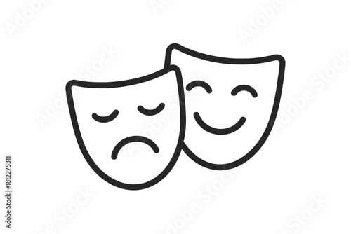 Comedy and tragedy theatrical masks representing drama and emotion