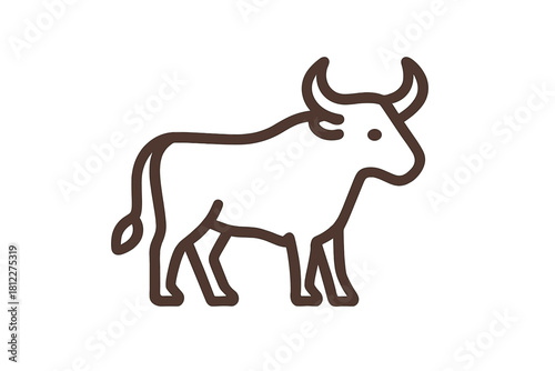 Clean minimalist outline of a standing bull or ox with prominent horns