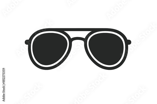 Minimalist black aviator sunglasses silhouette isolated on a white background