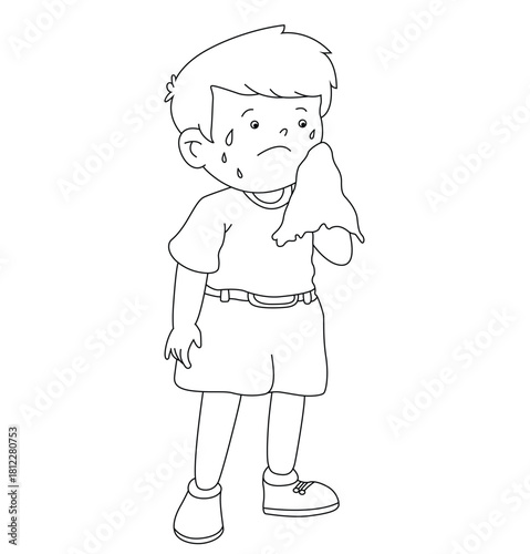 Cute cartoon had draw vector hot weather outline.