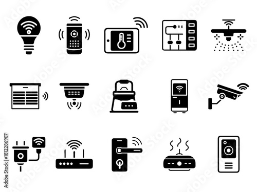 Smart home and IoT automation vector icon set