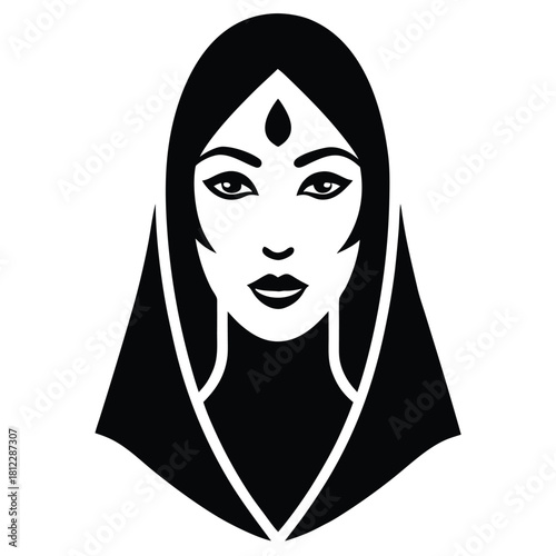 woman forehead icon on white background