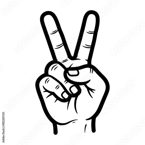 Black and White Hand Gesture Illustrating Peace or Victory Sign