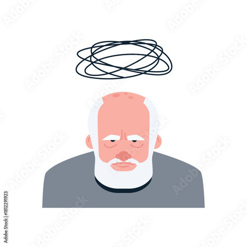 Angry man vector illustration. Flat character - frustrated old man
