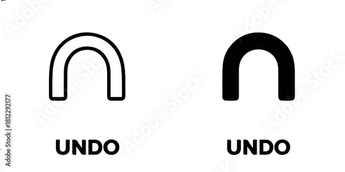 Two distinct representations of the undo symbol one outlined and one filled with the word undo below each