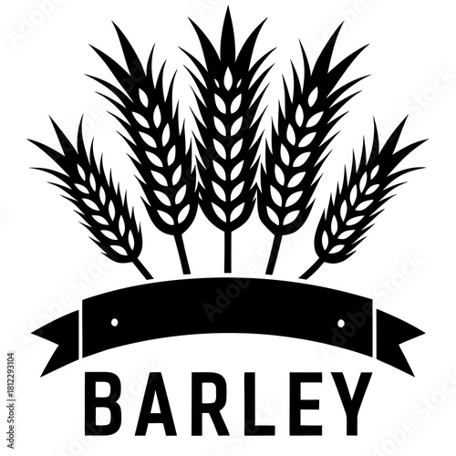 Black barley stalks and banner with text wheat grain