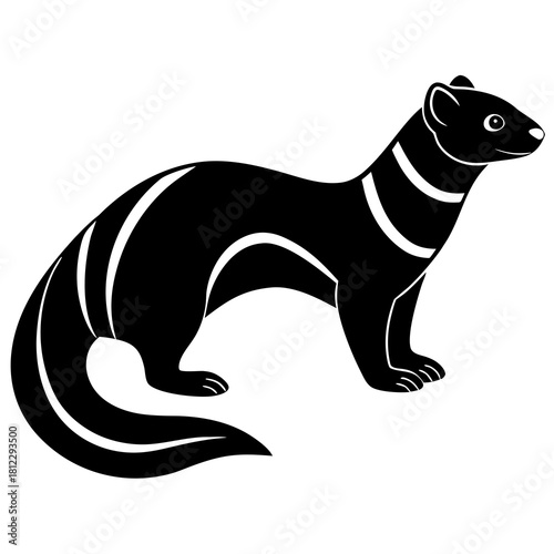 Black ferret silhouette with white stripes animal