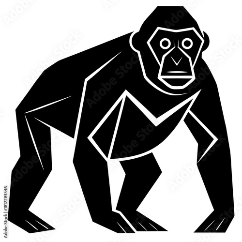 Black geometric orangutan illustration primate animal