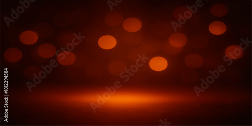 Abstract orange bokeh background with soft focus and dark gradient
