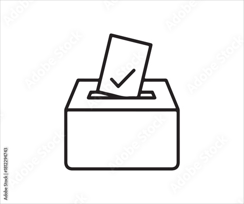 Ballot box line art design representing democratic elections voting process