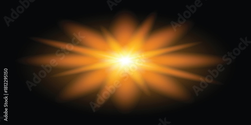 Png yellow light effect reflections, neon illumination in yellow colors. Bright light lens. Png spotlight spark. Stadium Lighting. Sunlight, Shiny stars, glowing sparks. Vector
