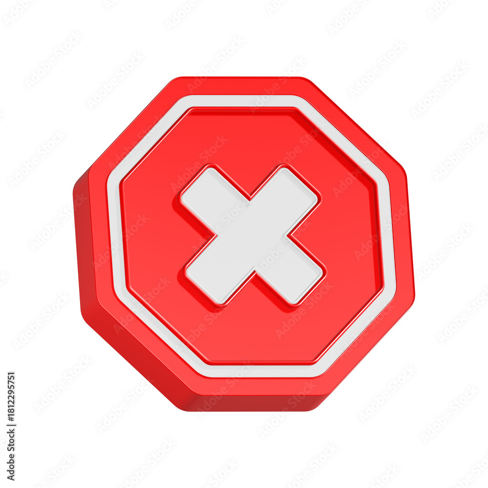 Obraz premium cancel stop icon 3d rendering red color