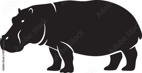 Hippopotamus Silhouette Vector Illustration Isolated