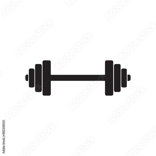 Black dumbbell isolated on white background fitness equipment vector illustration