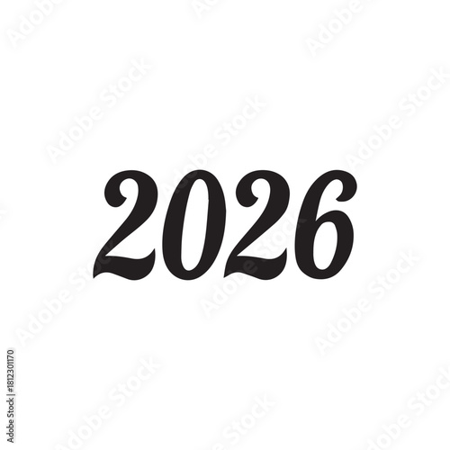 Bold black calligraphy style font numerals representing the year twenty twenty six