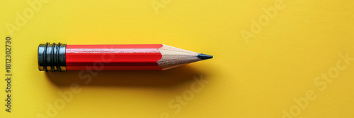 Bright yellow background with a red pencil on display Generative AI