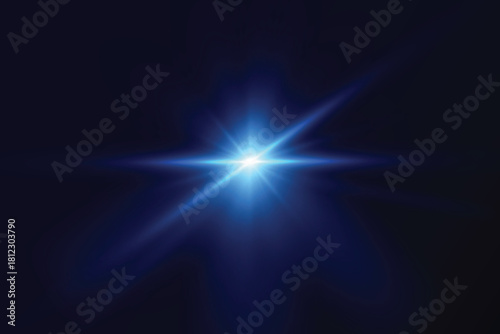 Light effect blue glowing light. Solar flare. Glow effect. Starburst with shimmering sparkles.	