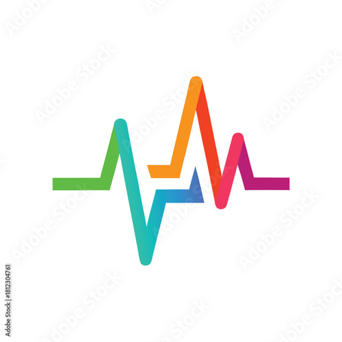 Colorful Heartbeat ECG Line Vector Icon