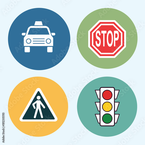 Flat design of traffic icon set