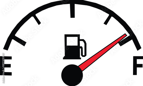 Fuel indicators gas meter. Gauge fuel vector tank full icon. Car dial petrol gasoline dashboard icon Vector.