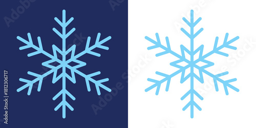 Vászonkép Blue doodle snowflakes set