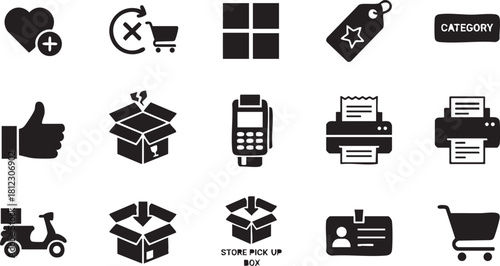 Set of ecommerce icons representing online shopping