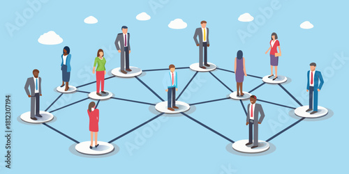 Diverse business people connected in a network system
