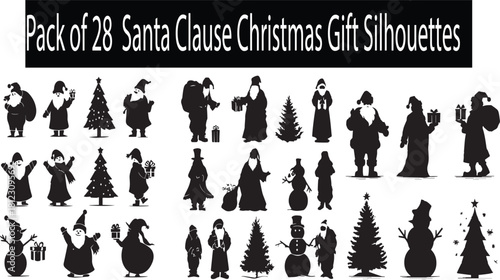 Santa Claus Christmas Silhouettes Pack – 28 Festive Holiday Icons