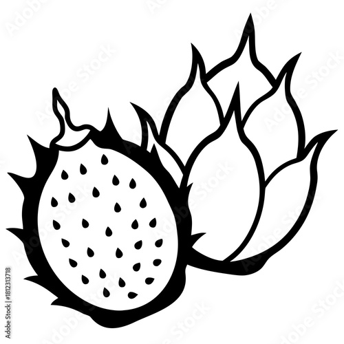 Outlined dragon fruit art