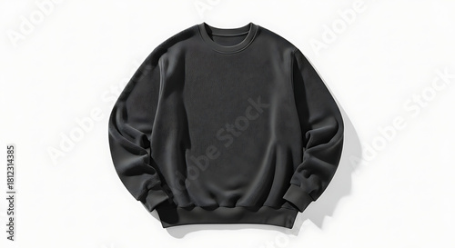 realistic crewneck sweatshirt mockup with folded sleeves, soft fleece texture, natural light highlighting the fabric’s softness, dark gray color against a minimal white background--v 6.1 --ar 16:9 --q