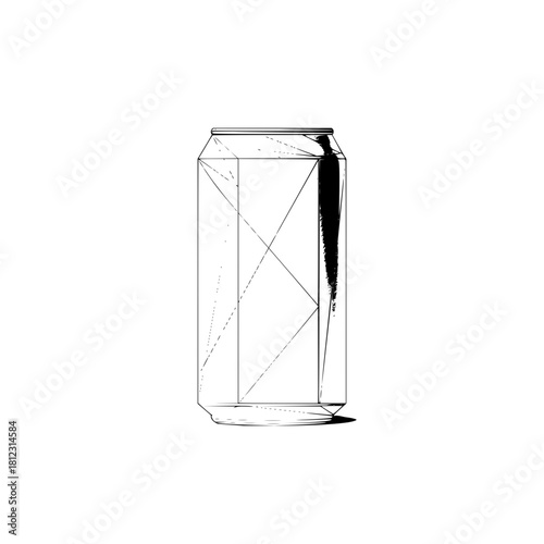 Illustration of a soda can isolated on in black and white
