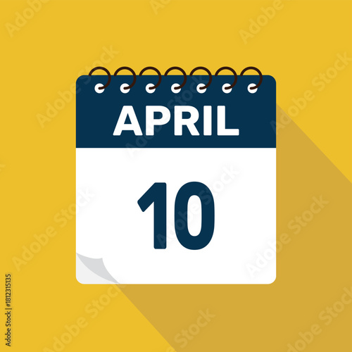 april 10 calendar icon vector illustration with design