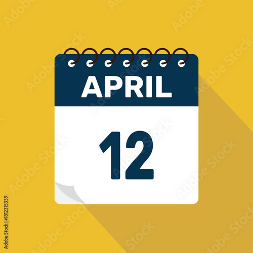 april 12 calendar icon vector illustration with design