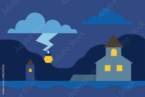 Thunderstorm Approaching Over a Calm Coastal View