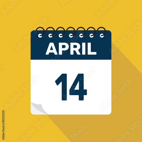 april 14 calendar icon vector illustration with design