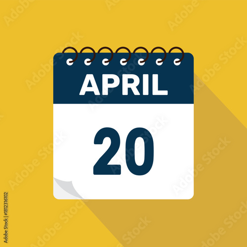 april 20  calendar icon vector illustration with design