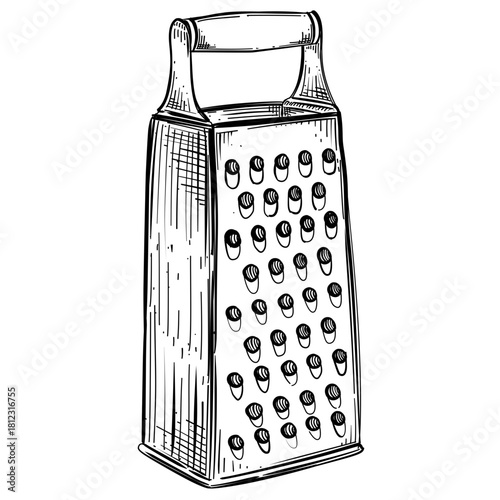 Kitchen grater vector line art hand drawn illustration