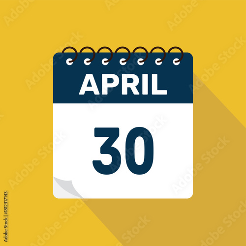 april 30 calendar icon vector illustration with design