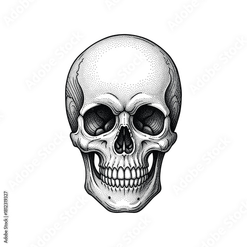 Vintage Baroque Skull Ornament Engraving