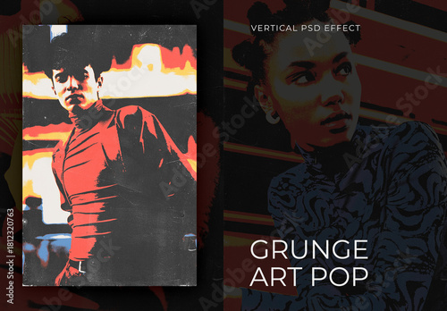 Grunge Pop Art Vertical Image Effect Mockup