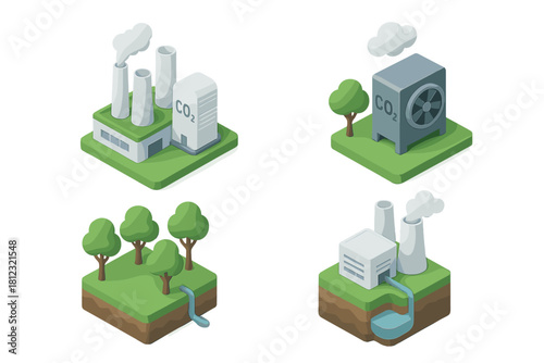Carbon dioxide emission, capture, sequestration, and natural absorption concepts