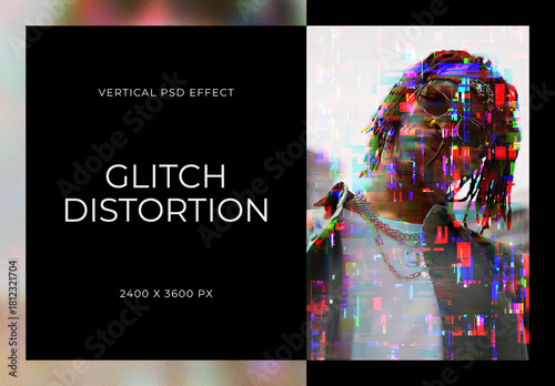 Glitch Vertical Image Effect Mockup