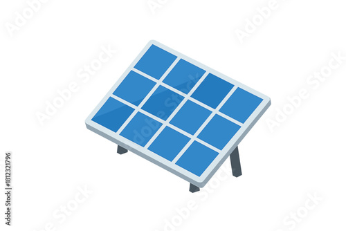 Isometric solar panel generating clean renewable energy on a white background