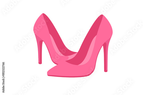 Vibrant pink high-heeled stiletto shoes isolated on a clean white background emphasizing fashion and luxury