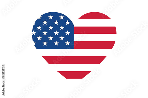 American flag heart shape symbolizing patriotism and love for the United States