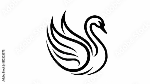 Vector illustration of a black swan silhouette tattoo design, a beautiful bird symbol of love and nature