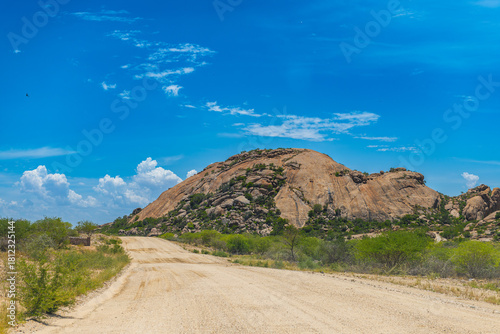 Gravel secondary road in northern Namibia
